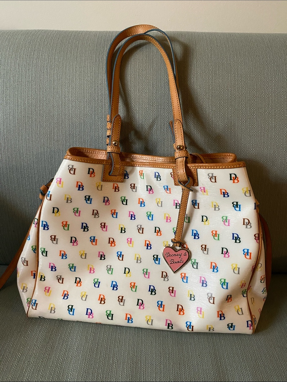 Vintage Dooney and Bourke Monogram Rainbow Tote